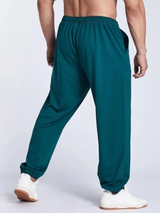 Wholesale Custom Logo Men's Casual Sweatpants Solid Color Quick Dry Washed Style Pants and <b>Trousers</b> - Product Image 2