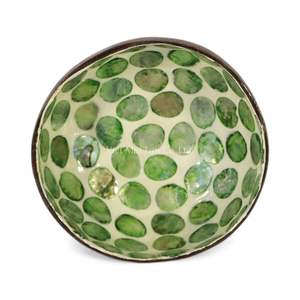 Bol en noix de coco laqué nacre, fait à la main, incrustation naturelle de coquillages, durable, écologique, bol décoratif - Product Image 2