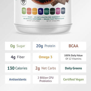 Pó de proteína de chocolate com base de plantas orgânica, fórmula personalizada do vegan, multivitamina - Product Image 2