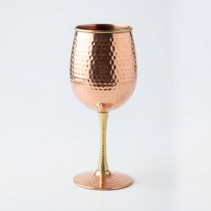 Verre à vin en cuivre martelé vintage, verre à vin rouge à pied en métal pour cocktails, barware, vaisselle de service - Product Image 5