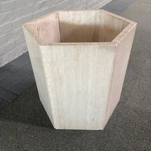 Natural Travertine Hexagon Stone <b>Planter</b> Handcrafted Modern Garden Pot for Wall Cladding Living Room Dining Areas Outdoor Indoor - Product Image 6