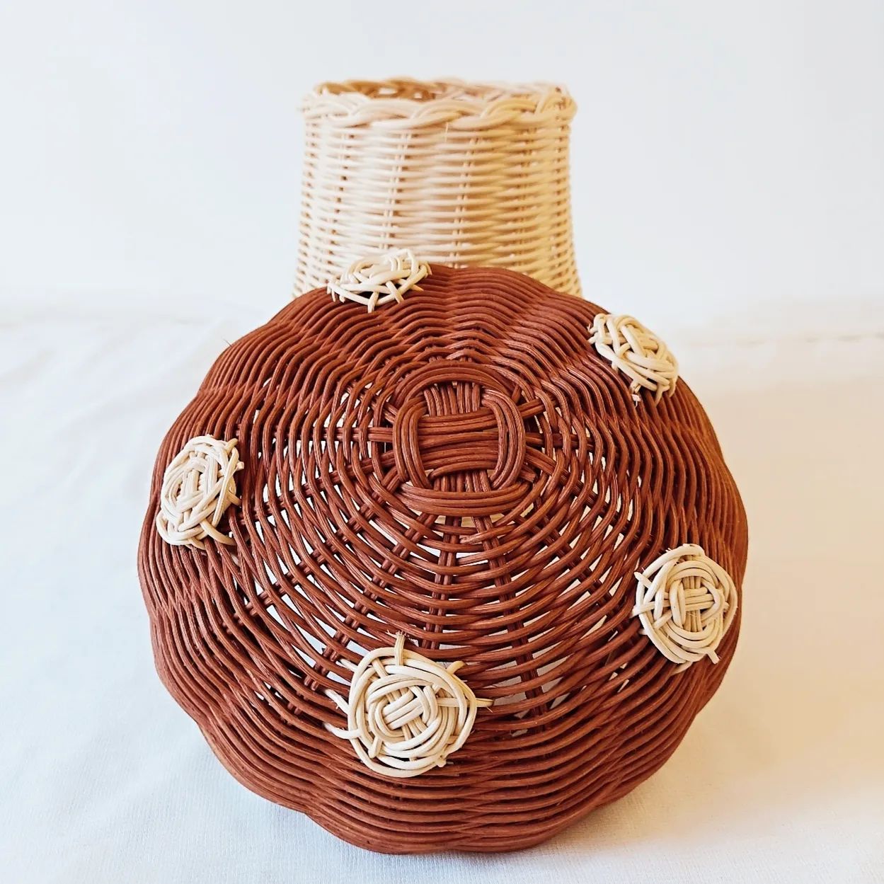 Paddestoel Rotan Opbergmand, Draagbare Rotan Mand Met Deksel, Handgemaakte Rotan Geweven Mand Handgeweven Plankorganisator Decoratie Kunstwerk Rieten voor Foto Rekwisieten