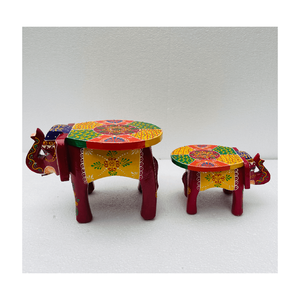 Thủ công bằng gỗ voi Phân Bộ của 2 với nhiều màu rajasthani tác phẩm nghệ thuật truyền thống Ấn Độ trang trí nội thất nhà - Product Image 3