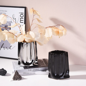 Jarrón de Cerámica Blanco Nórdico, Jarrón de Boca Ancha para Decoración del Hogar, Centro de Mesa Moderno <span class=keywords><strong>y</strong></span> Minimalista, Hierba de Pampas, Flor Seca - Product Image 3
