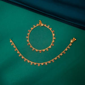 เครื่องประดับเงินแท้โบราณทำด้วยมือจากอินเดียพร้อมกำไลข้อเท้าแฟชั่นชุบทอง - Product Image 2