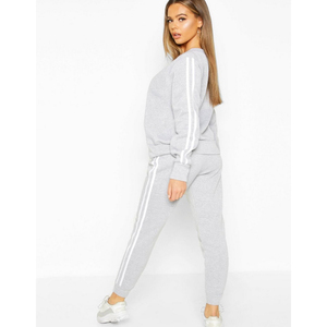 Custom DTG Printing High Quality Athletic Pullover and Wide Leg Straight <b>Sweat</b> <b>Pants</b> Two Piece <b>Women</b> Sweatshirts Set - Product Image 1