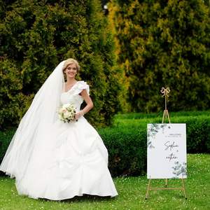 Support de chevalet de décoration de mariage en fer moderne avec finition dorée couleur forte et personnalisée - Product Image 2