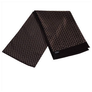 <b>Brown</b> Geometric Beige 2024 on the Double Faced Man Made Silk and Pure <b>Wool</b> Backside Men's Scarf - Product Image 2