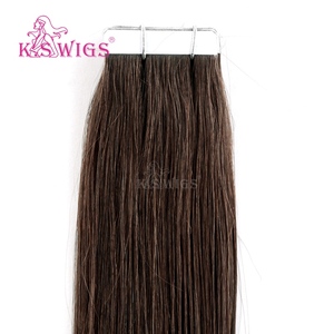 KSWIGS Extensions de cheveux naturels classiques à colle forte, cuticules entièrement alignées, double tirage, trame invisible effet peau, réutilisables, longue tenue - Product Image 1