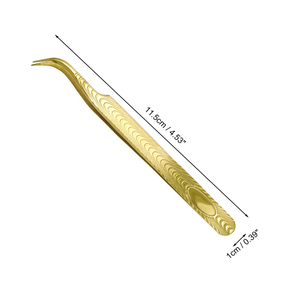 Pince à cils en acier inoxydable de couleur dorée avec embouts en fibre Types de pointes pointues inclinées pour extensions de cils - Product Image 2
