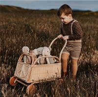 Voiture à pousser en rotin de conception exquise, jouet bohème pour enfant, trotteur, poussette pour bébé, adapté aux enfants de 3 à 8 ans