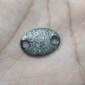 Conector de Pulsera con Diamantes Pavé en Forma Ovalada en Plata de Ley, Fornituras y Componentes - Product Image 4