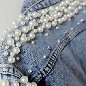 Nouvelle veste en jean à impression laser tendance pour hommes, 100% coton, style streetwear personnalisé, veste en jean décontractée pour hommes avec strass - Product Image 5