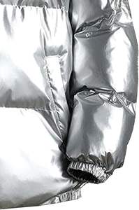 Mens Glossy Silver Hoodie Puffer <b>Jacket</b> Shiny <b>Hooded</b> Insulated Winter Warm <b>Padded</b> Outerwear Zipper Closure Bubble Glossy <b>Jackets</b> - Product Image 2