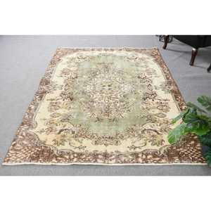 Tapis turc vintage, tapis de 5,4 x 7,8 pieds, grand tapis oriental vert - Product Image 1