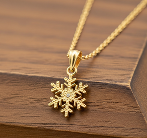 Collar de Plata de Ley 925 de Venta caliente con colgante de copo de nieve de Vermeil chapado en oro de 14 quilates Collares de cadenas finas de uso diario - Product Image 3