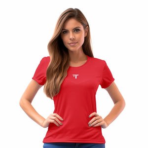 Camisetas de Cuello Redondo de Alta Calidad para Mujer, Camisetas de Manga Corta de Algodón con Cuello Redondo, Camisetas de Cuello Redondo para Mujer con Logotipo Personalizado - Product Image 2