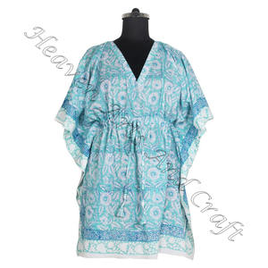 <b>African</b> <b>Women</b> Evening Gown Ethnic <b>Dresses</b> <b>Women</b> Short Kaftan <b>Dresses</b> KFCS010 Best Hand Block Print Manufacturing <b>Women's</b> <b>Dress</b> - Product Image 4