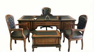 Venta Especial: Conjunto de Muebles de Oficina Ejecutivos Lükens Clásicos en Madera y Cuero Sintético para Venta al Por Mayor - Product Image 2