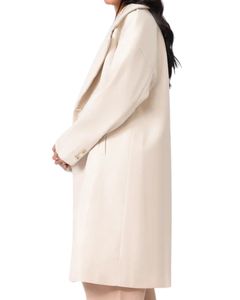 เสื้อคลุมตัวยาวสีขาวสำหรับผู้หญิงเสื้อโค้ทกระดุมกว้างดีไซน์แบบคู่เสื้อโค้ทแฟชั่นฤดูหนาวหรูหรามีสไตล์ - Product Image 3