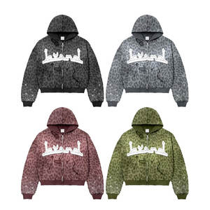 Ropa de calle Sudadera con capucha de hombre cálida de invierno transpirable de lana bordada de alta calidad 100% mezcla de algodón - Product Image 1