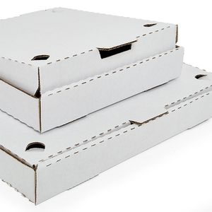 Recycled Corrugated Cardboard Square Pizza Boxes White & Kraft with Embossing Telescope Design for Food Square Box Type - Product Image 3