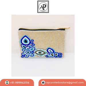 Porte-monnaie en toile fait à la main de qualité supérieure, tissu de luxe et élégant et perles, organisateur de maquillage multifonctionnel, nouvelle collection - Product Image 3