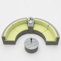 Ensemble de canapés en rotin plastique de style méditerranéen, chaises semi-circulaires personnalisées en corde - Multifonctionnel pour patios, salons extérieurs, terrasses
