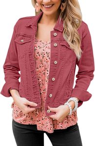 แจ็กเก็ตยีนส์ XS สำหรับผู้หญิงเสื้อโค้ทผ้ายีนส์ย้อมสีล้วนสไตล์สตรีทแวร์ทันสมัย - Product Image 3