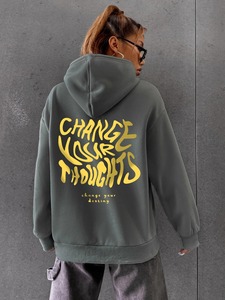 Venta al por mayor de las mujeres vintage Sudadera con capucha logotipo personalizado de algodón polar francés Terry pulóver sudadera - Product Image 4