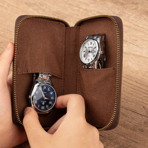 Luxury PU Leather <b>Watch</b> <b>Case</b> for 3 <b>Watches</b>, Grooms Fathers Gifts, Travel <b>Watch</b> Box, Gifts for Him for Men Custom Jewelry Box - Product Image 2