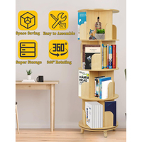 Étagère de rangement rotative sur pied, moderne, multifonctionnelle, en bambou, non pliable, à quatre niveaux, facile à assembler, pour bibliothèques et salons