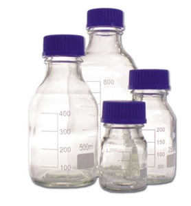 Laboratory Clear Glass Regent Storage <b>Bottle</b> with Plastic Screw Cap 250ml Wide Mouth for Lab Use - Product Image 1