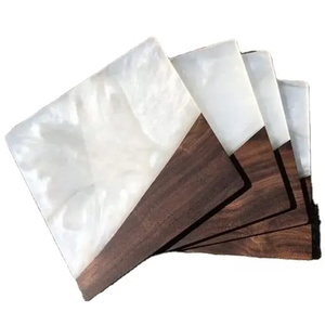 Posavasos de madera con resina de color, forma cuadrada, hecho a mano, madera Natural de buena calidad con taza de resina, posavasos, alfombrillas de madera, manteles de mesa - Product Image 6