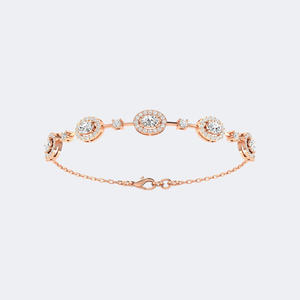 Pulsera de Diamantes con Halo Ovalado de 2.00CTW, Oro de 14k, Joyería de Racimo Multiforma con Diamantes Cultivados en Laboratorio para Mujer - Product Image 1