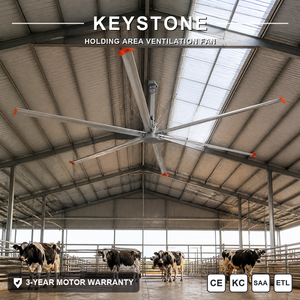 Keystone Anti Corrosion HVLS High Volume Low Speed Fan Humidity Regulation Ventilator for Indoor Semi Open Dairy Holding Area - Product Image 1