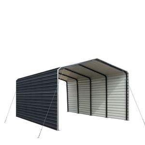Abri de voiture portable en métal pour extérieur avec parois latérales et câbles d'ancrage au sol - Product Image 2