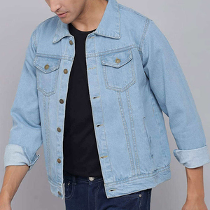 Vêtements d'extérieur décontractés pour hommes, vestes en jean 100% coton avec col rabattu, jeans de camionneur, taille XL, vêtements d'extérieur tendance - Product Image 2