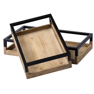 Bandeja de servicio de madera maciza de acacia de nogal ecológica personalizable 2023, opciones de Color personalizadas para plato de fruta de té para el hogar - Product Image 1