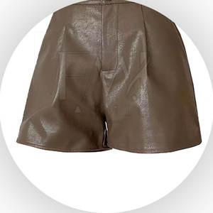 Meilleure vente de shorts décontractés en cuir PU de haute qualité pour femmes jupes courtes à motif personnalisé dernier style - Product Image 3