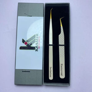 Ensemble de pinces à extensions de cils en acier inoxydable de qualité supérieure, anti-magnétiques, à pointe lisse, poignée confortable, 10 mm, pour la greffe de cils, Kaamir - Product Image 1