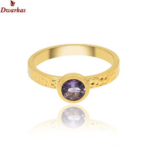 แหวนพลอยสีเงินสเตอริง925อเมทิสต์ธรรมชาติแบบเรียบง่ายสง่างามพร้อมตัวเรือนชุบทองสำหรับงานแต่งงาน - Product Image 4