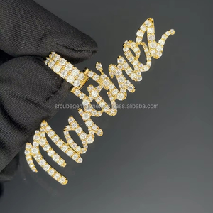 2025 Hip Hop Bijoux Glacé Personnalisé Lettre Pendentif 925 Sterling Silver VVS Moissanite Diamant Numéro Nom Initial Logo Pendentif - Product Image 4