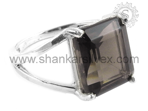 Dainty Design Exclusif Bague en Argent Sterling 925 Quartz Fumé Naturel de Forme Carrée pour Femme et Filles Bijoux Faits à la Main - Product Image 4