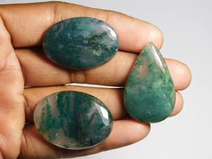 Natural Moss Agate Lot 3pcs Genuine Gemstone Cabochons Loose Stones for Jewelry Projects 116 Cts - Product Image 6