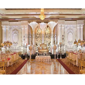 Décoration de mariage asiatique grandeur nature, scène romaine Haveli moderne en fibre blanche pour décorations de mariage sur le thème blanc, événement Washington - Product Image 1