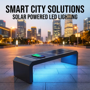 Banc solaire intelligent pour ville connectée |   Siège public extérieur en aluminium/acier avec charge USB et éclairage LED pour parc - Product Image 1