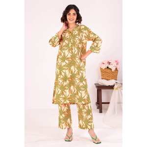 Traje de dos piezas sin costuras de muselina estampada floral de alta calidad con cremallera y borlas, talla grande, formal para eventos diurnos XS-6XL - Product Image 5