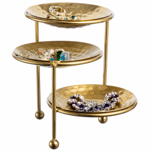 Durable Top Hammered Wood Ohrring Bowl Stand Kunden spezifische Farbe Farb blockierte Schmuck Display Rack Ringe Halskette Weihnachten - Product Image 1