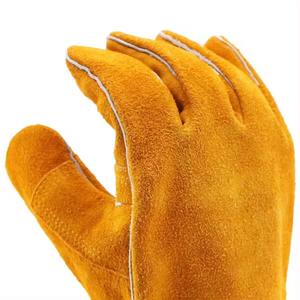 Guantes de soldadura para hombre con logotipo personalizado impreso, guantes de soldador de cuero de vaca, protección contra el calor, guantes de construcción - Product Image 2